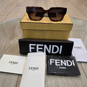 Fendi Tortoise Shell Sunglasses with Gold Accents & Certificate Of Authenticity